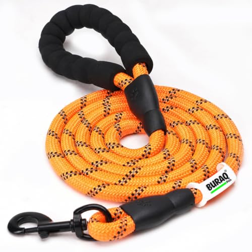 Image of Buraq Pets 5FT Dog Leash with Soft Padded Handle Reflective Rope