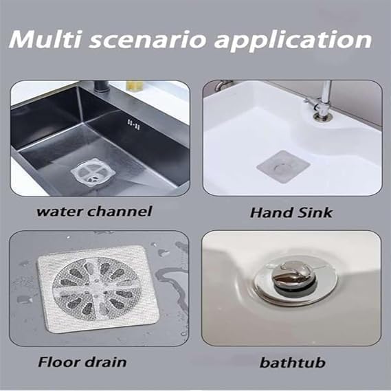Image of Disposable Shower Drain Cover Hair Catcher Mesh Stickers, Bathroom, Bathtub Drain Kitchen Shower Drain Floor Sink Strainer Filter (20)