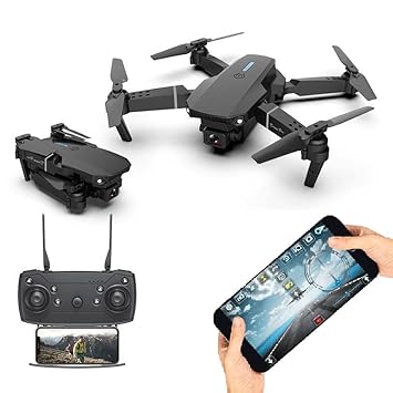 AEMart Wifi HD Camera Drone with 1080P Camera Live Video, WiFi FPV Drone for Adults with Wide Angle Camera Long Flight time Auto Hover Fold able RC Drone Quad-Copter