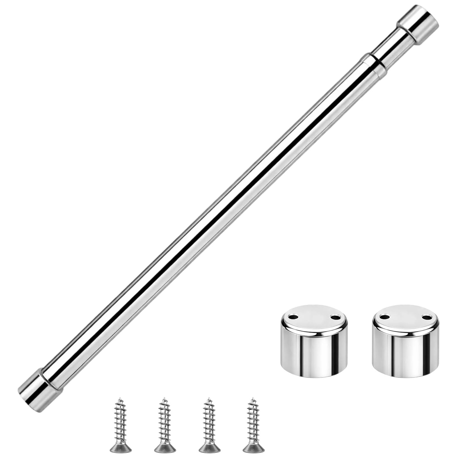 Extendable Clothes Rail,Adjustable Wardrobe Rail 31-51cm Stainless Steel Telescopic Clothes Pole with End Sockets & Screws Hanging Rail for Small Wardrobe Closet Balcony Bathroom
