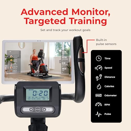 Sunny Health & Fitness Smart Recumbent Bike with Resistance Bands - image 6