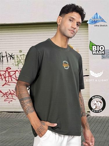 Image of STELLERS Men's Oversized Printed Half Sleeve T-Shirt | Feather Touch Feel | Odour Resistant | Anti-Static | Wrinkle Free | Quick Dry | Stretchable | Lightweight