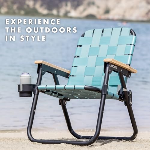 GoSports Outdoors WOVN Beach Backpack Chair - Premium Folding Camping Chair - 9 Styles Available - Stone Blue