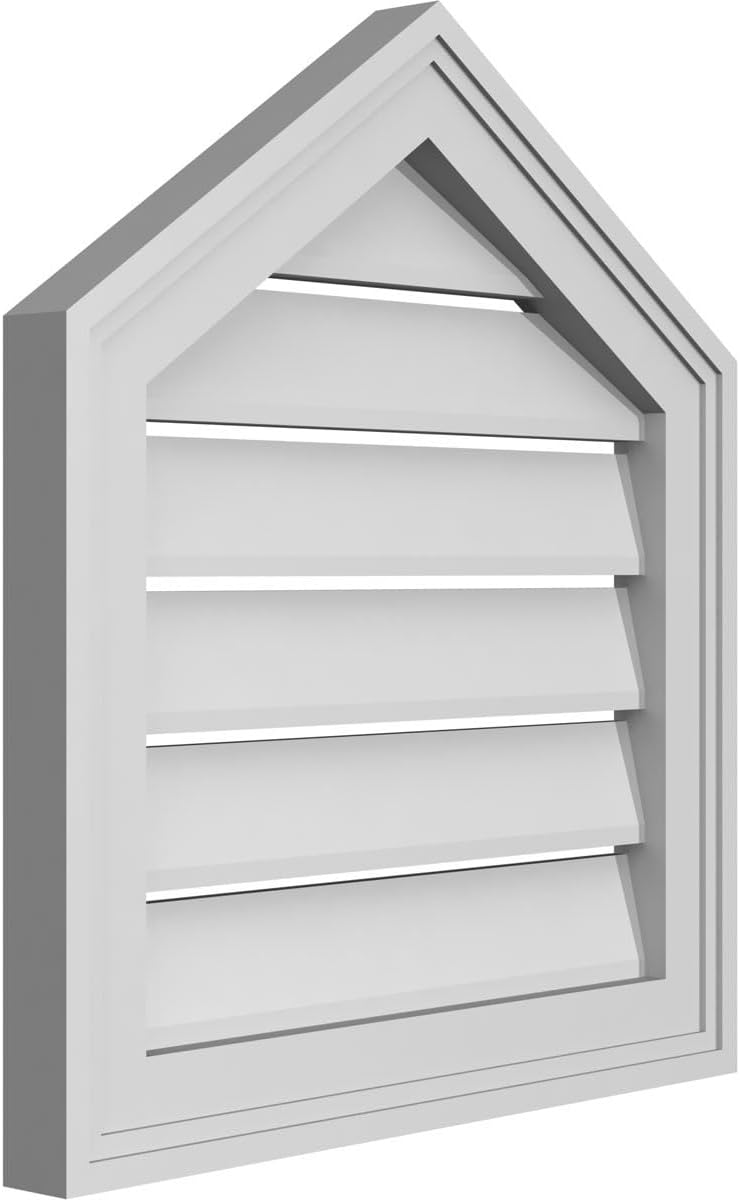 GVSPE18X2002SF-08 Peaked Top Brickmould Frame, Primed Tan Signature Series Surface Mount Gable Vents, 18-in. W x 20-in. H, Unfinished