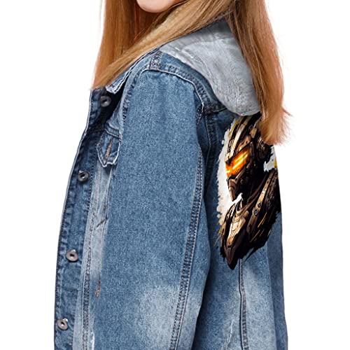 Bad Robot Hooded Denim Jacket for Kids - Fantasy Print Jean Jacket - Art Denim Jacket for Kids2