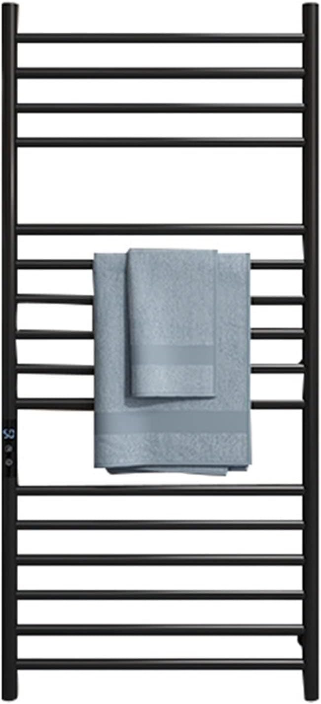 Towel Warmer Rack,Wall Mounted Electric,Intelligent Heated Towels Dryer,with Built-in Timer and Hardwired and Plug in,Black,Hardwired-White-Plug in(Black,Plug in)