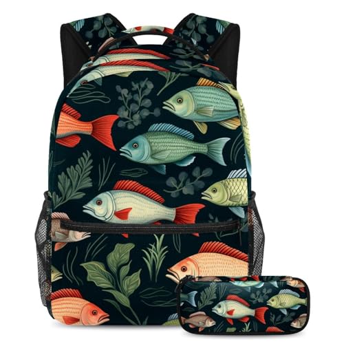 Sac à dos poisson coloré cartable enfant étudiant garçon
