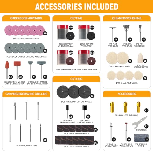 Hoteche 227-Piece Multifunctional Tool Accessory Set, Universal Accessories for Grinding Cutting, Drilling - Image 2