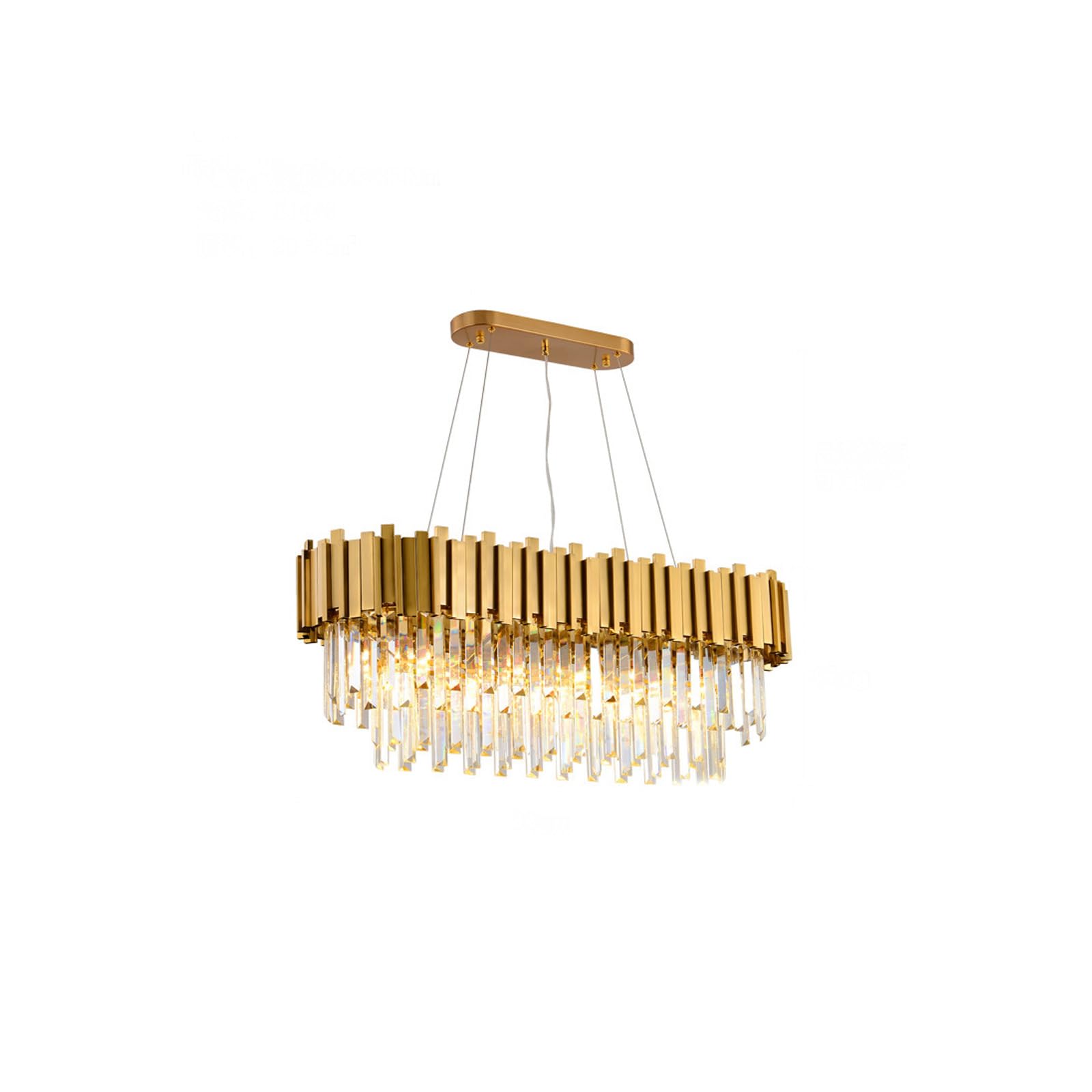 Lustre suspendu en cristal doré pour sublimer les repas au-dessus de l'îlot de cuisine