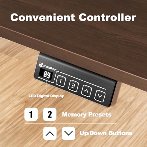 Image of ERGOMAKER Electric Standing Desk 140x60cm (55.1 inchx23.6 inch), Height Adjustable Sit Stand Desk with Splice Board for Home Office, Computer Desk Memory Preset (Black Frame +Black Walnut Desktop)