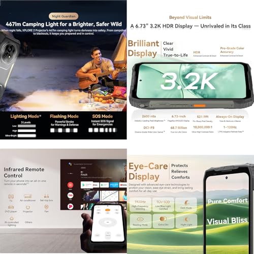 Image of Blackview XPLORE 2 Projector 5G Rugged 100 Lumens 50MP + 20MP Night Vison Camera 6.73 FHD+ Large 20000mAh Battery 12Gb + 256Gb IR Blaster Remote
