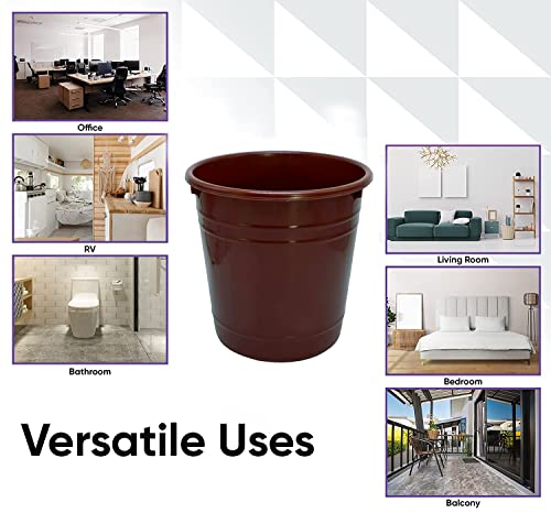 Image of Kuber Industries Plastic Dustbin|Portable Garbage Basket & Round Trash Can for Home,Kitchen,Office,College,5 Ltr.(Brown)