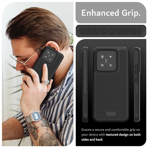 Image of TUDIA DualShield Grip Designed for Xiaomi 14 5G Back Cover (2024), [MergeGrip] Military Grade Dual Layer Shockproof Slim Tough Heavy Duty Protection - Matte Black