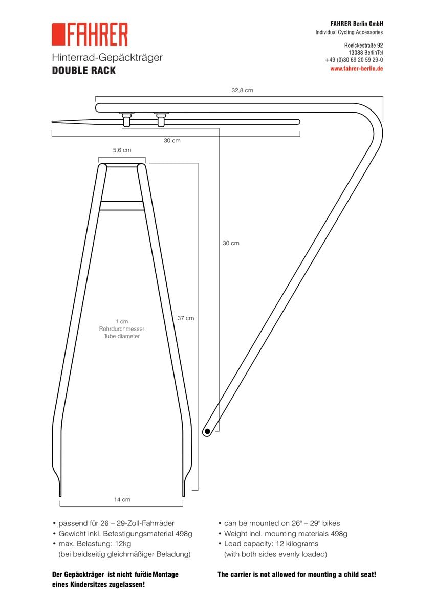 Fahrer Berlin GmbH Double Rack Gepäckträger Schwarz 28