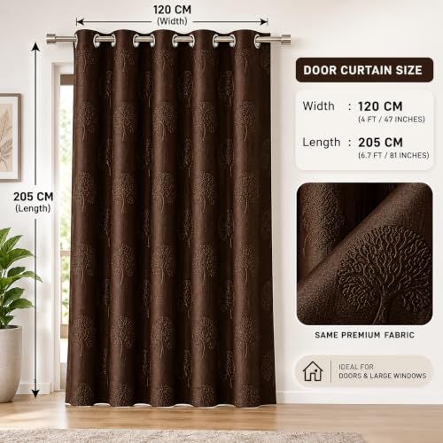 Image of FLORANCIA Polyester Eyelet Door Curtains 7 Feet Long (205 cm) Pack of 1