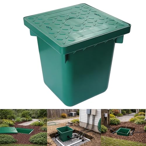 Underground Splice Box with FRP Cover13.4 * 13.4 * 14 in Heavy-Duty Electrical Junction Box PE Pull Distribution Pit Access Deep Electrical Junction Box for Buried Wiring & Low Voltage.