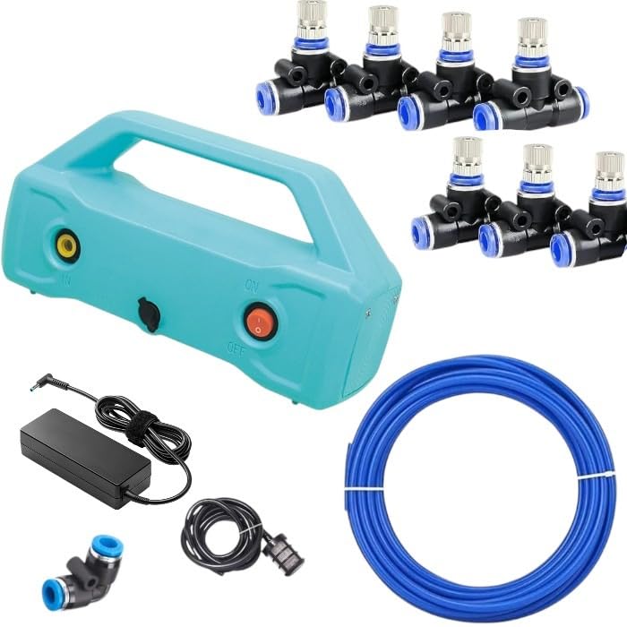 Image of Fieldstar 10Mtr Hose Pipe & 8pc Atomization Misting Fog Nozzles with Tee Connector Suitable for DIY Sanitization Tunnel Fogger Sprayer Watering Irrigation Fogging Mist Kit Sprinkler (8 Nozzles)
