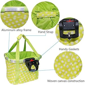   Bike-Basket-Small-Pets-Cat-Dog-Folding-Carrier-Removable-Bicycle-Handlebar-Front-Basket-Quick-Release-and-Easy-to-Install-Detachable-Cycling-Bag-Green