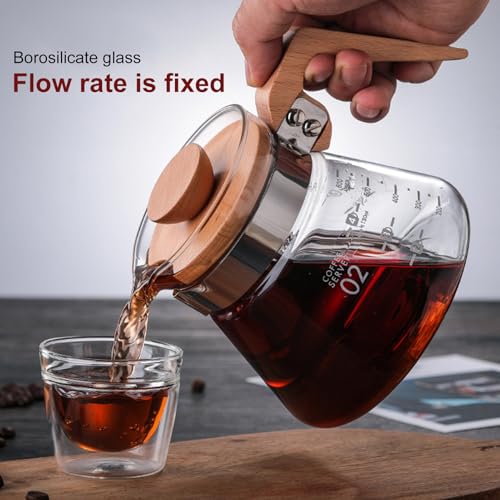 Jarra de café de 400 ml tipo taza de medición con cuello de madera natural 4