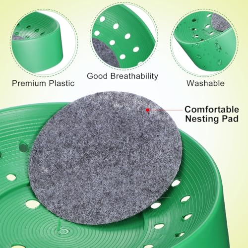 Image of Balacoo 10 Pcs Pigeon Nest Bowls, Durable Plastic Dove Nesting Box with Pad | Breathable Washable Quail Nest, Bird Egg Rest Beds for Doves, Pigeon, Quails & Small Birds - Bird Cage Supplies (Green)