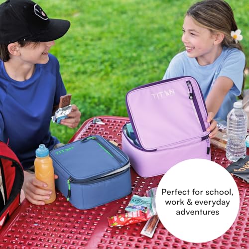 Image of Titan by Arctic Zone Fridge Cold Lunch Box with 2 Gel Ice Packs, Small Insulated Cooler Bag with Leak Proof Lining for School and Work, Lavender