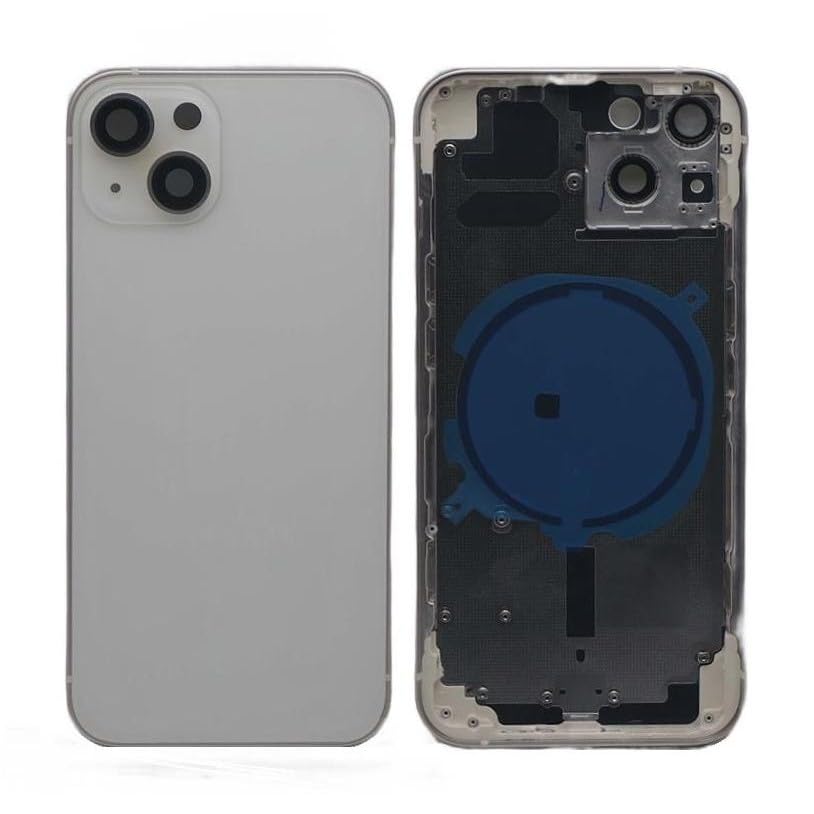 SPARECARE) "White Glass Back Panel for iPhone 13 – Full Body Housing Replacement with Side Keys, SIM Tray, and Camera Lens-picture-16