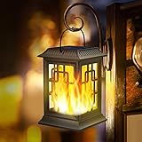 Outdoor Solar Lanterns, Flickering Flame Solar Lights Hanging Waterproof LED Garden Umbrella Decorative Lighting with 2 Lighting Modes for Patio Garden Deck Yard