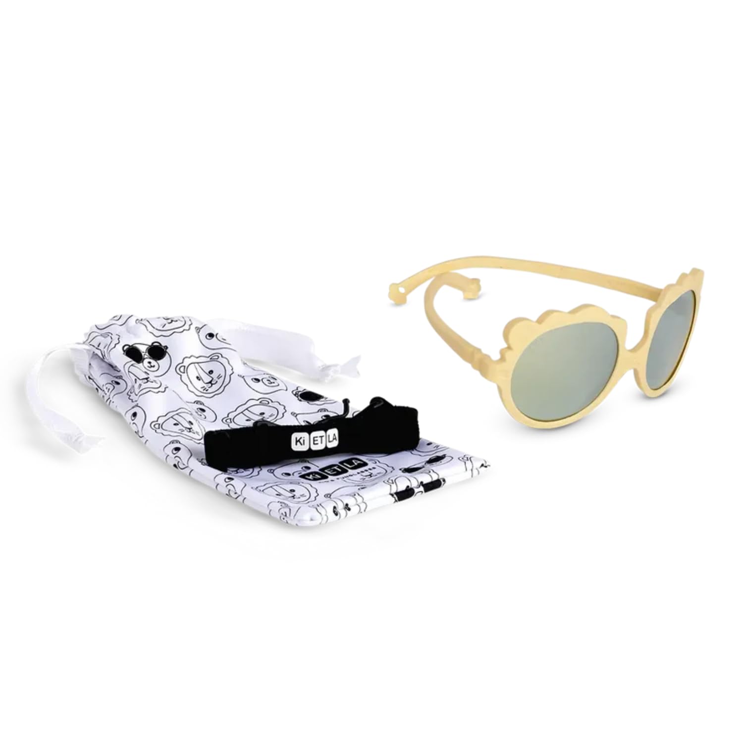 KI ET LA - Lunettes de Soleil pour Bébé Lion Vanille - Protection UV Catégorie 3 - Fabriquées en France - 0-1 an