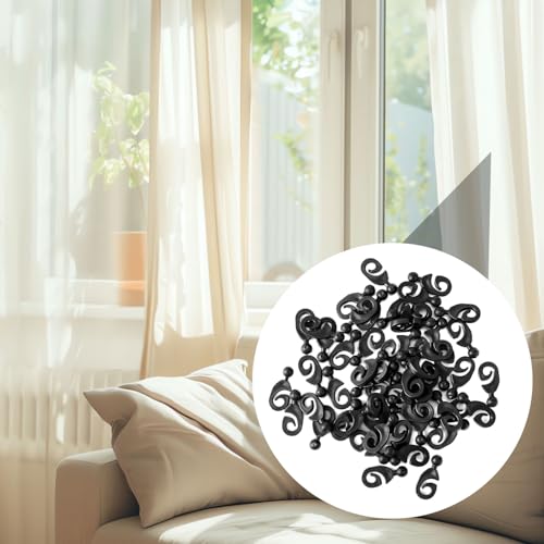 Lyreh 50pcs Curtain Track Hooks, Plastic Outdoor Smooth Gliding Gazebo Curtain Rail Gliders Clips Practical Accessories for Home Hotel Window Drapes (Black) - Image 5