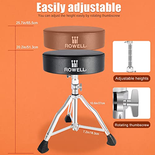 Rowell Drum Throne Universal Upgraded,Padded Drum Seat Portable Height Adjustable Drumming Stools With Anti-Slip Feet For Adults And Kids Black (Black) (Thickened Seat) #TOP1