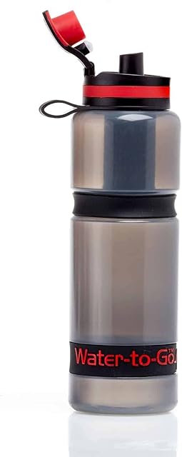 WATER TO GO Active BPA-free reusable water purifier sports bottle with leakproof filter - perfect for travel, camping, hiking, biking, cycling and survival in emergencies (75CL, RED)