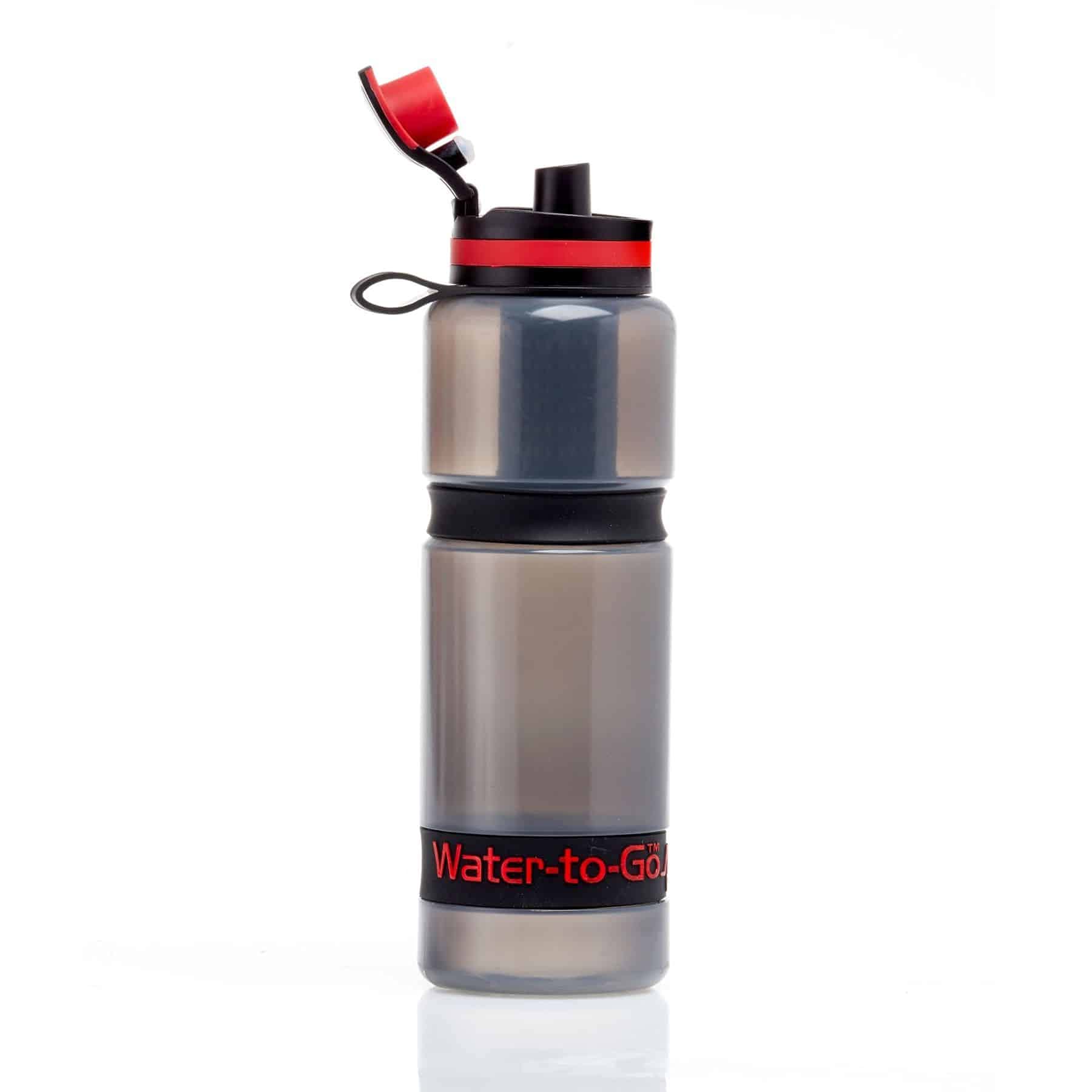 Water-to-Go Eco active 75 cls water purifier bottle; Filters viruses, bacteria, protozoa, cysts, chemicals & microplastics; Guaranteed Leakproof; For Travel, Outdoor, Cycling, & Survival; (Red)