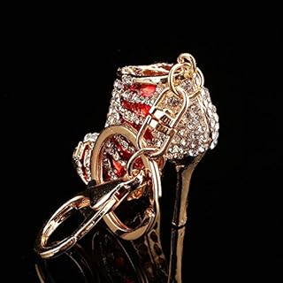 Fdit Crystal Keyring, Yosoo Lady Gift Rhinestone Stiletto High Heel Shoe Crystal Blue Enamel Keychain Multicolor Enamel Keychain (High Heels - Red) ¡­