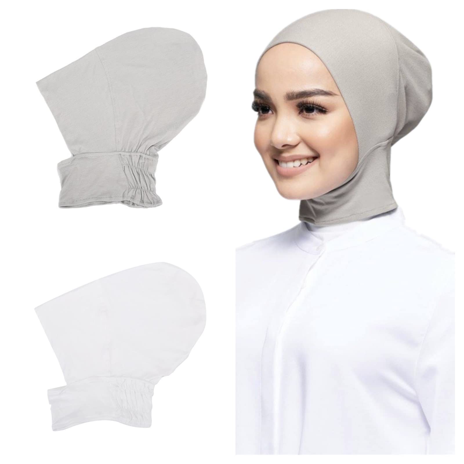 2 Pieces Jersey Muslim Inner Cap Stretch Turban Hijab Islamic Underscarf Bonnet Head Wear Neck Cover