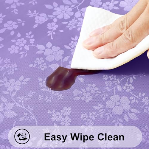 Image of Smiry Heavy Duty Vinyl Fitted Tablecloths for 4 Foot Rectangle Tables | Elastic Waterproof Fitted Tablecloths, Wipeable Washable Table Cover for Kitchen, Dining, Camping (Purple, 24 inch x 48 inch)