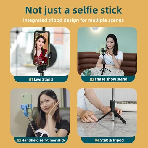 Image of LikeStar All-in-One Bluetooth Selfie Stick with Wireless Remote & Tripod Stand, Extendable Lightweight Monopod for Smartphones - Ideal for Travel, Vlogging, Group Photos & Live Streaming (Black)