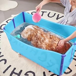 48.4Gal/220L Collapsible Pet Bathtub with Water Drain Plug Multi-Functional Collapsible Dog Bathtub for Bathing/Shower, Portable Laundry Basket-Foldable Bathing Tub-Storage Organizer(Blue) 484Gal220L Collapsible Pet Bathtub with Water Drain Plug Multi Functional Collapsible Dog Bathtub for BathingShower Portable Laundry Basket Foldable Bathing Tub Storage OrganizerBlue