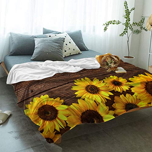 Lusweet Fuzzy Fluffy Throw Blanket Wooden Board Sunflowers Brown Yellow Flannel Fleece Blanket For Sofa Couch And Bedroom Warm Soft Cozy Plush Lightweight Bedding Blanket For Kids Adults 40X50Inches #TOP1