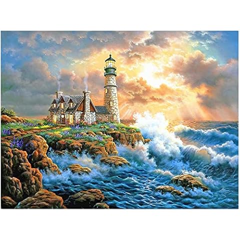 5D Tapestry Kits for Adults,Square Drill 50x40cm/20x16in Seaside Lighthouse Eagle DIY Diamond Art Picture Accessories Cross Stitch Crystal Rhinestone Painting Embroidery Pictures for Home Wall Decor Cover