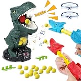 Ulikey Dinosaurio Juguete de Tiro para Niños, Juegos de Tiro al Blanco con Dinosaurios Móviles, con Dinosaurios Pistolas de Aire Pinball Blando Gafas Protectoras para niños de 4+ años