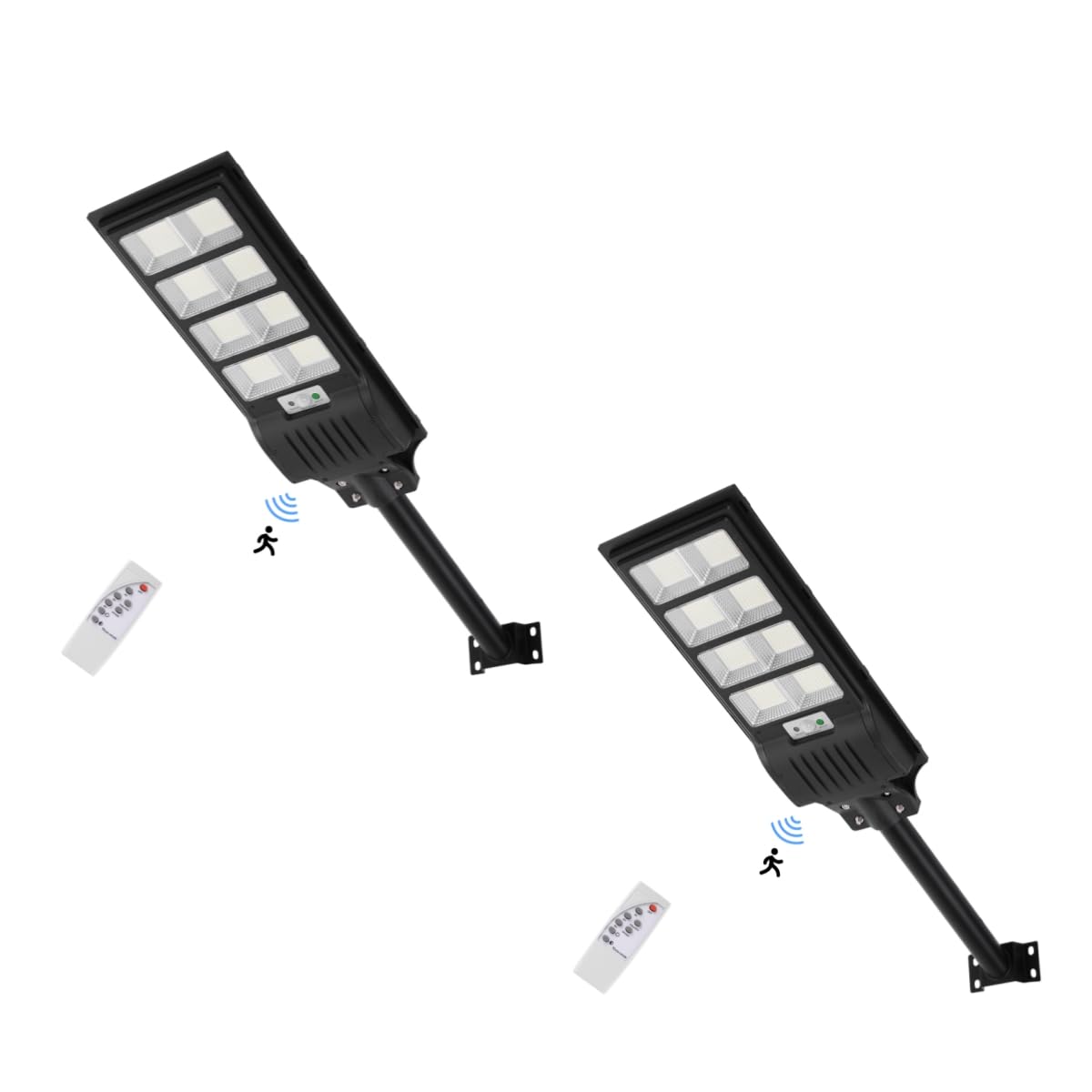 papasbox 2 Stück 400W LED Solar Straßenlaterne mit Fernbedienung | Solarbetriebene 6500K Straßenlampe Wandleuchte mit Bewegungsmelder Sensor | Außen Wegeleuchte im Freien Straßenleuchte, ZB9900802