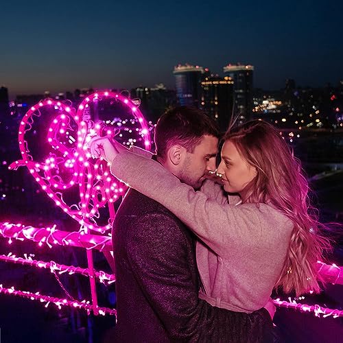 Image of TEKCOOL 35 Feet Long LED Power Pixel Serial String Light, 360 Degree Light in Bulb | Copper Led Pixel String Light for Home Decoration,Diwali,Christmas(Pink) Pack of 1.