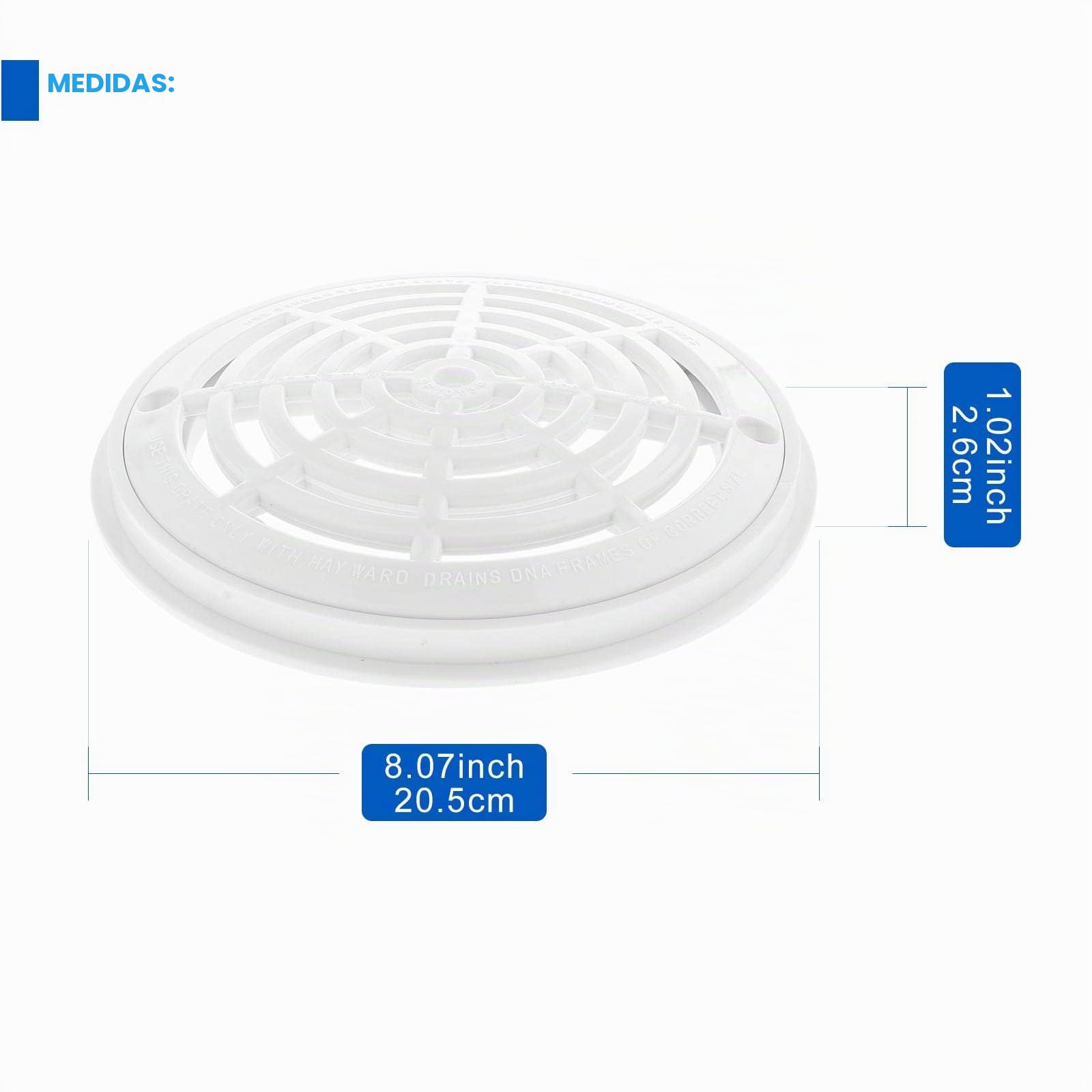 Tapa de Recambio Desagüe Principal Piscina Accesorio con Tornillos Blanco