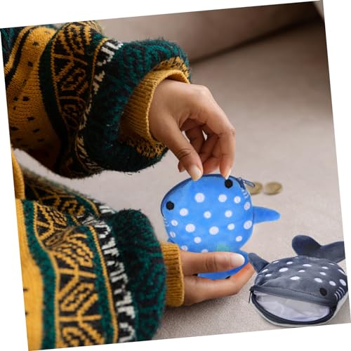 BESPORTBLE 2 Pcs Shark Coin Purse Coin Bags Wallet Plush Pouch Cartoon Cute Coin Pouch Purses for Animal Coin Purse Cash Furry Boy Key Plush Coin Pouch Crystal Super Soft4