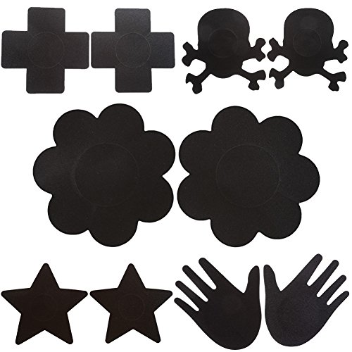 Ayliss Black 5/10 Pairs Assorted Self Adhesive Pasties Disposable Breast Petals (One Size, 5Pairs) #TOP7