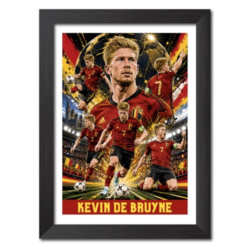 Image of TenorArts Kevin De Bruyne Belgium Poster Worldcup Themed Laminated Photo Frame Painting with Matt Finish Black Texture (12 inches x 9inches)