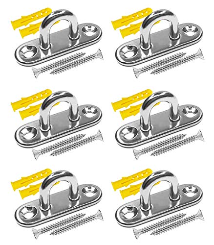 YYWEi Augplatte Edelstahl Decksplatte M5 Mastplatte mit Öse 6Stk Haltbare Wandhalterung Klemmhaken 304 Edelstahl Vieles Mehr hält bis zu 40 Kg
