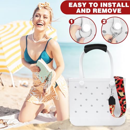 Image of Strap Wrap for Bogg Bag, Accessory for Bagg Bag, With Adjustable Shoulder Leopard Print Crossbody Strap, Black Handle Wrap Protector and Metal Buckle(Style 8)