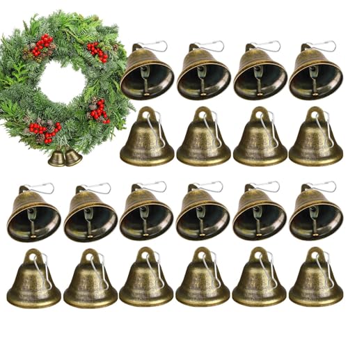 Raypontia Campanas Navideñas, 20 Piezas Decoración Árbol Navideño, Campanas para Decoración Árbol de Navidad Exterior Jardín Puerta Iglesia Casa Fiesta Mascota