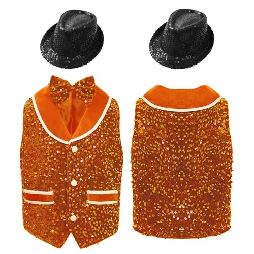 JEYPINMI Unisex Girls Boys Stage Show Performance Tops Hip Hop Jazz Modern Dance Vest Shiny Party Waistcoat